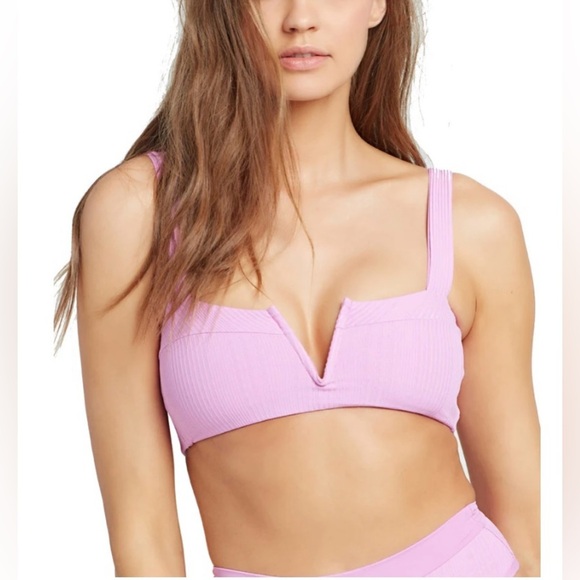 L*Space Lee Lee Ribbed Bikini Top in pink - Picture 1 of 10